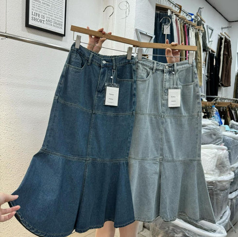 Women Denim Flare Skirts